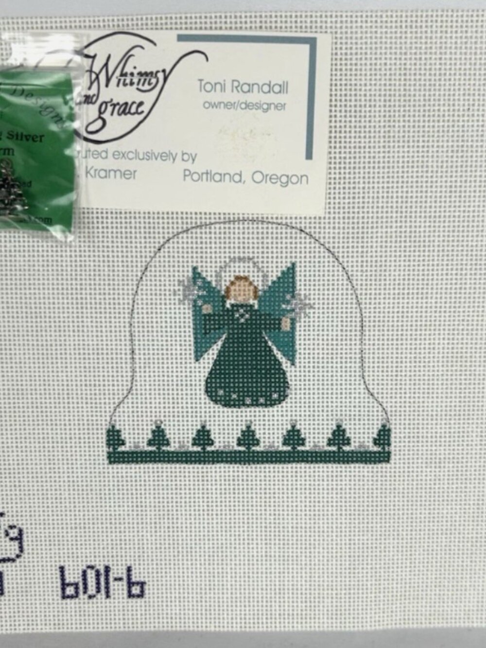 Whimsy Grace Angel W Charland Sterling Charm Handpainted Needlepoint Canvas HP